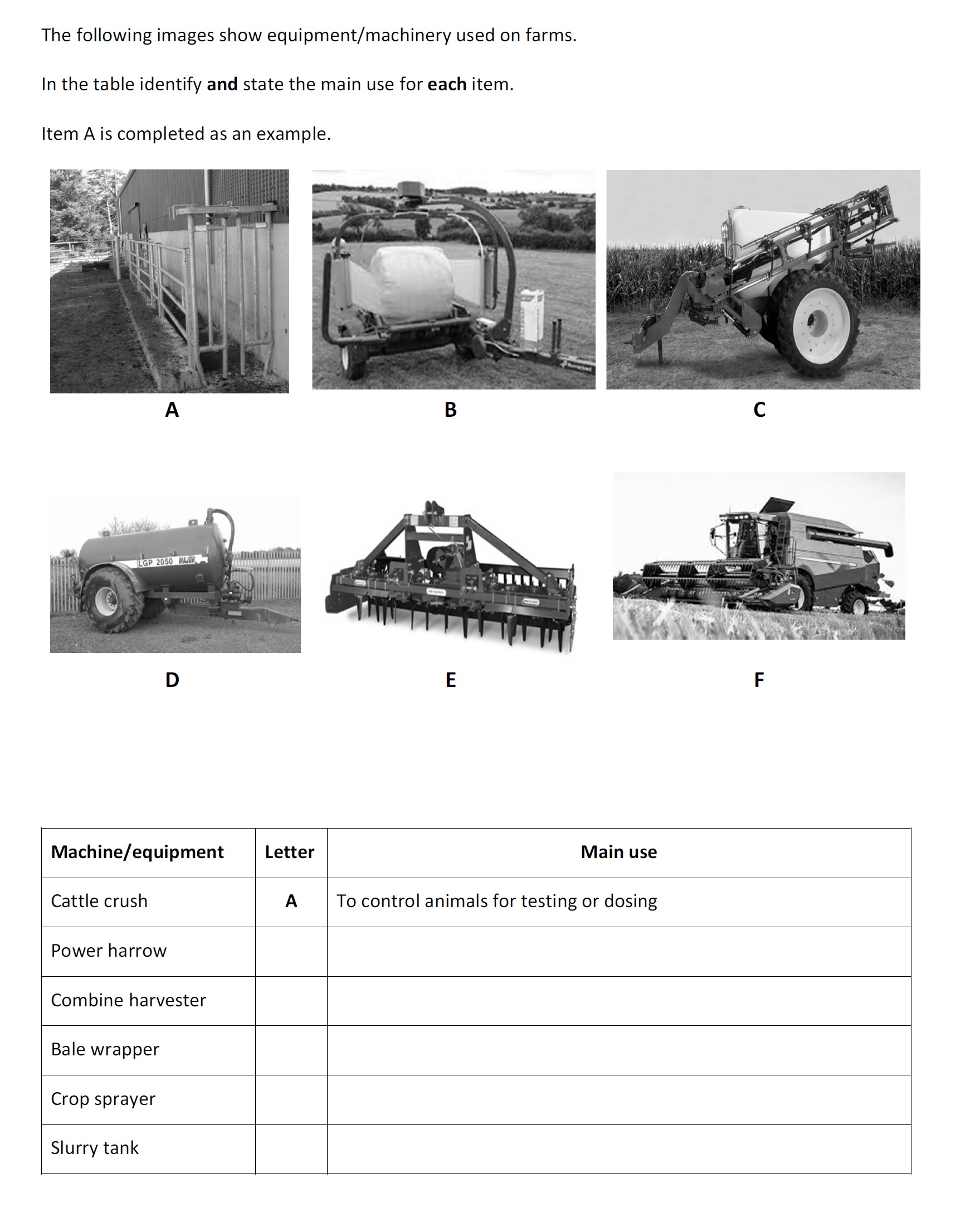 The-following-images-show-equipment/machinery-used-on-farms-Leaving Cert Agricultural Science-Question Question 1-2017.png