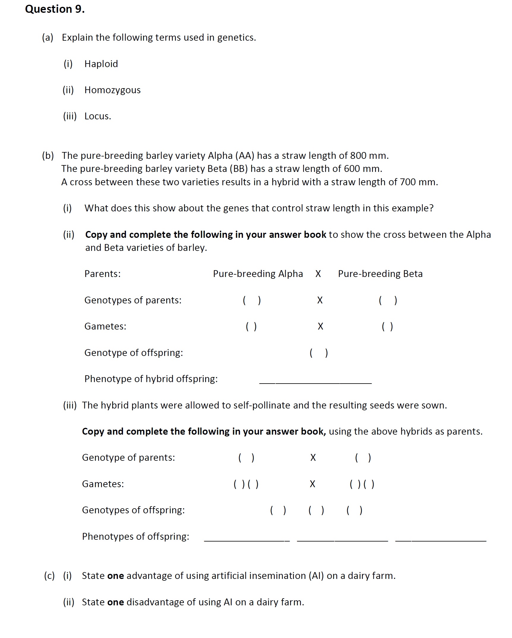 9.-(a)-Explain-the-following-terms-used-in-genetics-Leaving Cert Agricultural Science-Question 9-2017.png