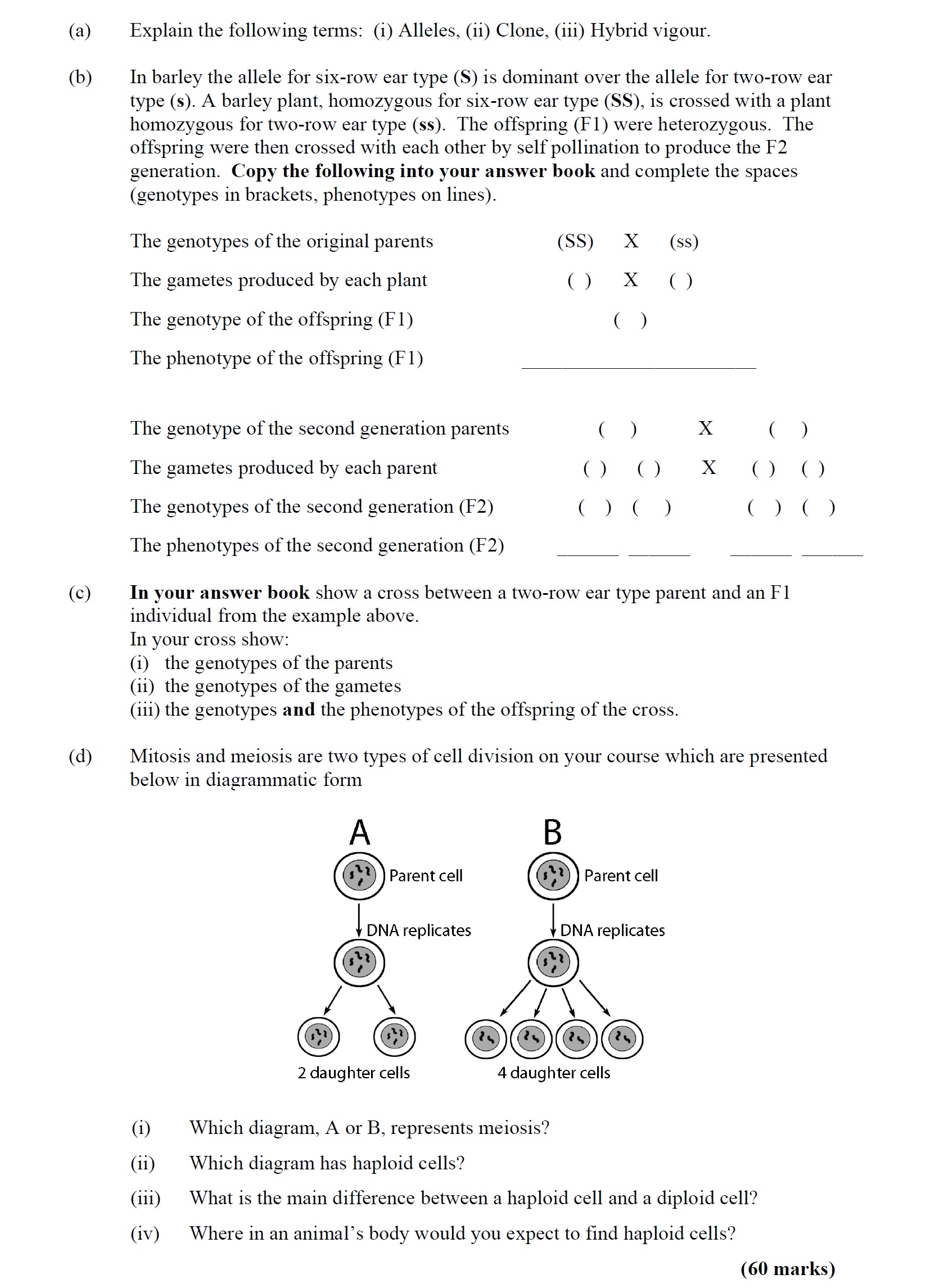 a)-Explain-the-following-terms:-(i)-Alleles,-(ii)-Clone,-(iii)-Hybrid-vigour-Leaving Cert Agricultural Science-Question 13-2011.png