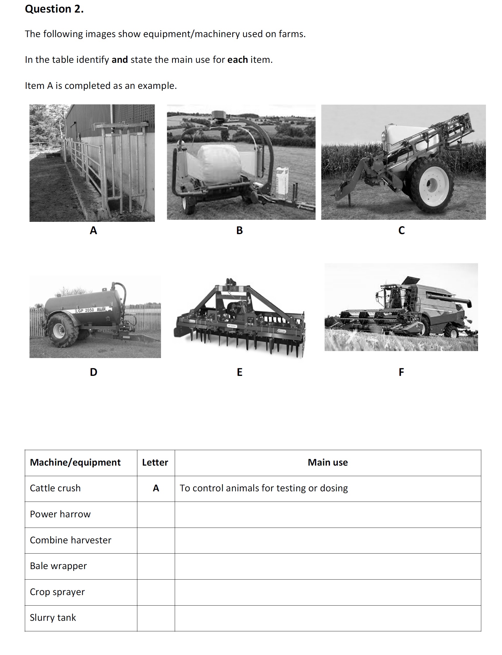 The-following-images-show-equipment/machinery-used-on-farms-Leaving Cert Agricultural Science-Question 2-2017.png