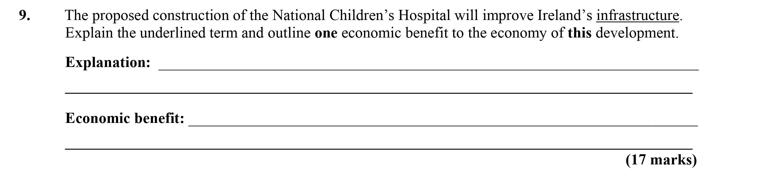 The-proposed-construction-of-the-National-Children's-Hospital-will-improve-Ireland's-infrastructure-Leaving Cert Economics-Question 9-2013.png