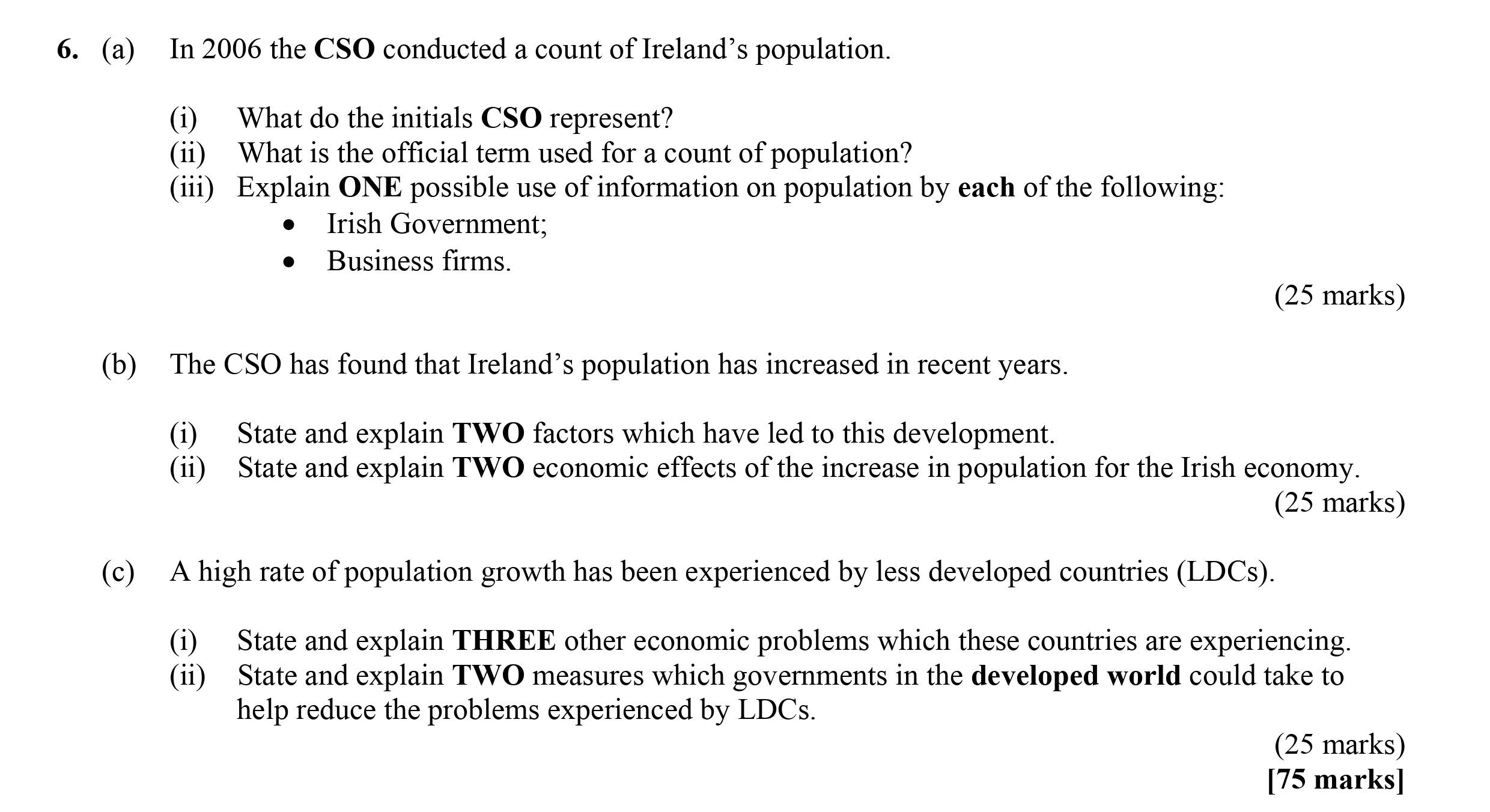 In-2006-the-CSO-conducted-a-count-of-Ireland's-population-Leaving Cert Economics-Question 6-2007.png