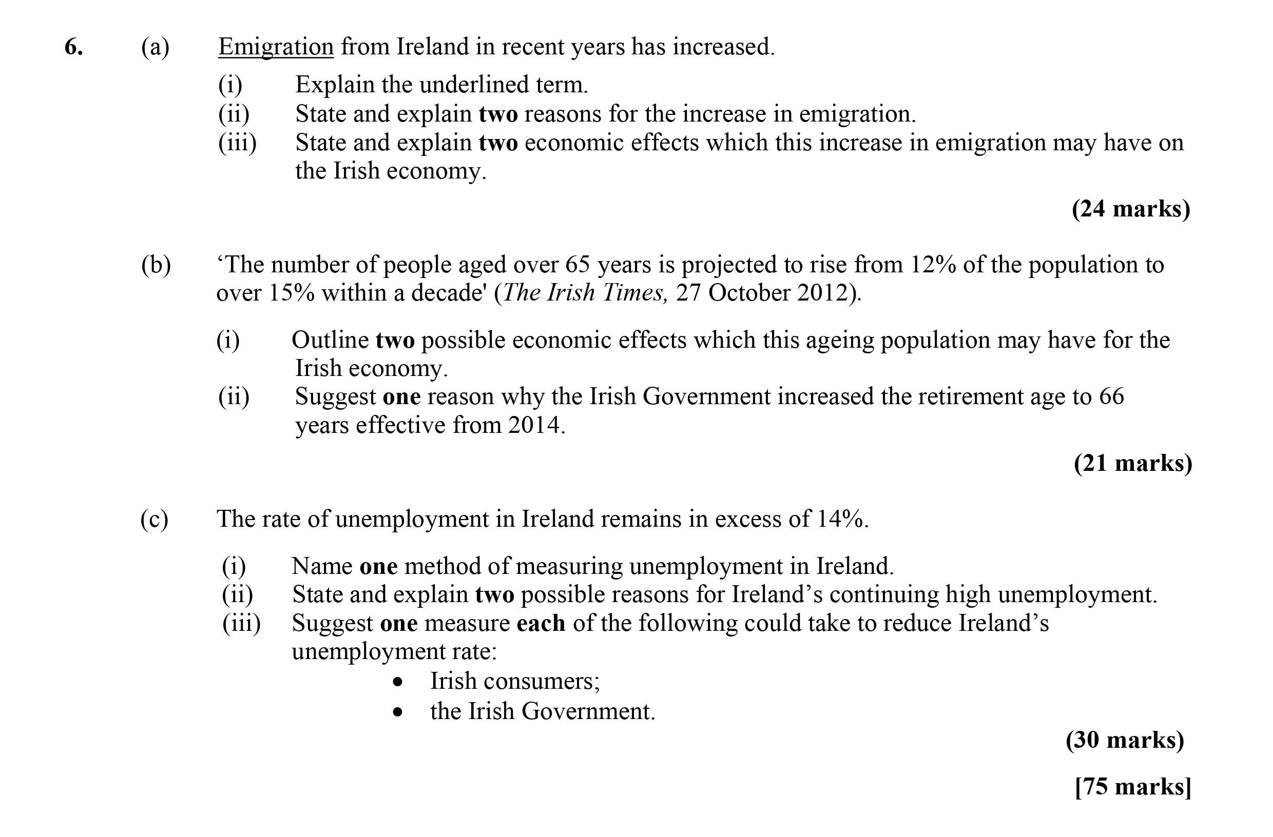 Emigration-from-Ireland-in-recent-years-has-increased-Leaving Cert Economics-Question 6-2013.png