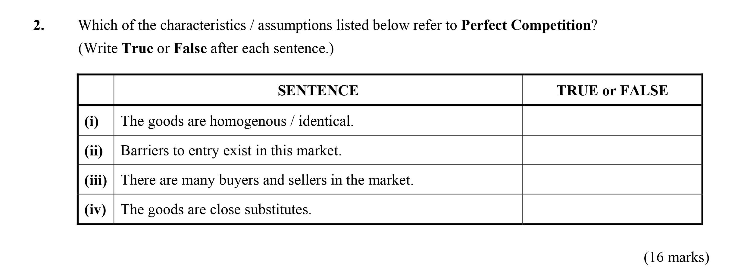 Which-of-the-characteristics-/-assumptions-listed-below-refer-to-Perfect-Competition?---(Write-True-or-False-after-each-sentence.)----(i)-The-goods-are-homogenous-/-identical-Leaving Cert Economics-Question 2-2015.png