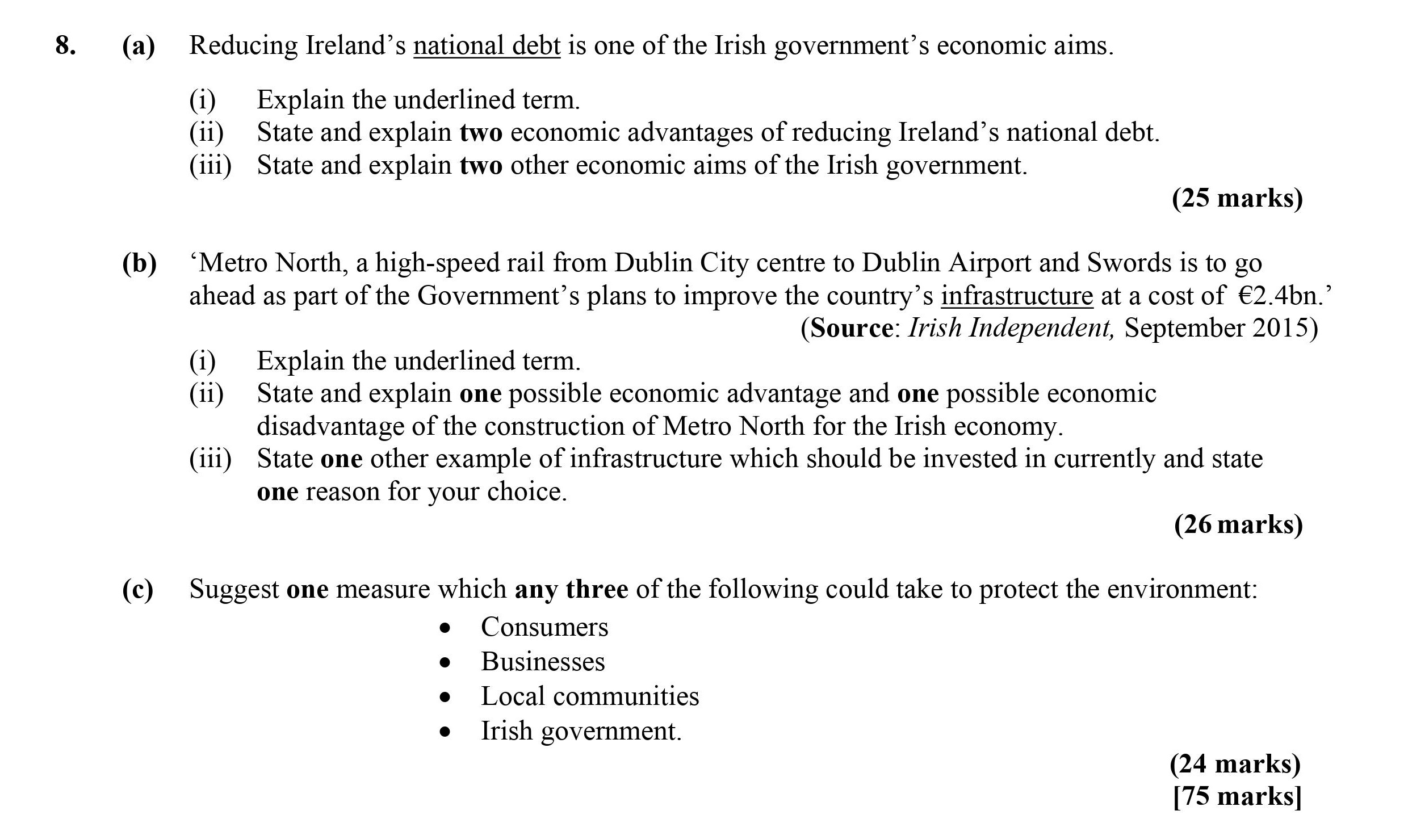 Reducing-Ireland’s-national-debt-is-one-of-the-Irish-government’s-economic-aims-Leaving Cert Economics-Question 8-2016.png