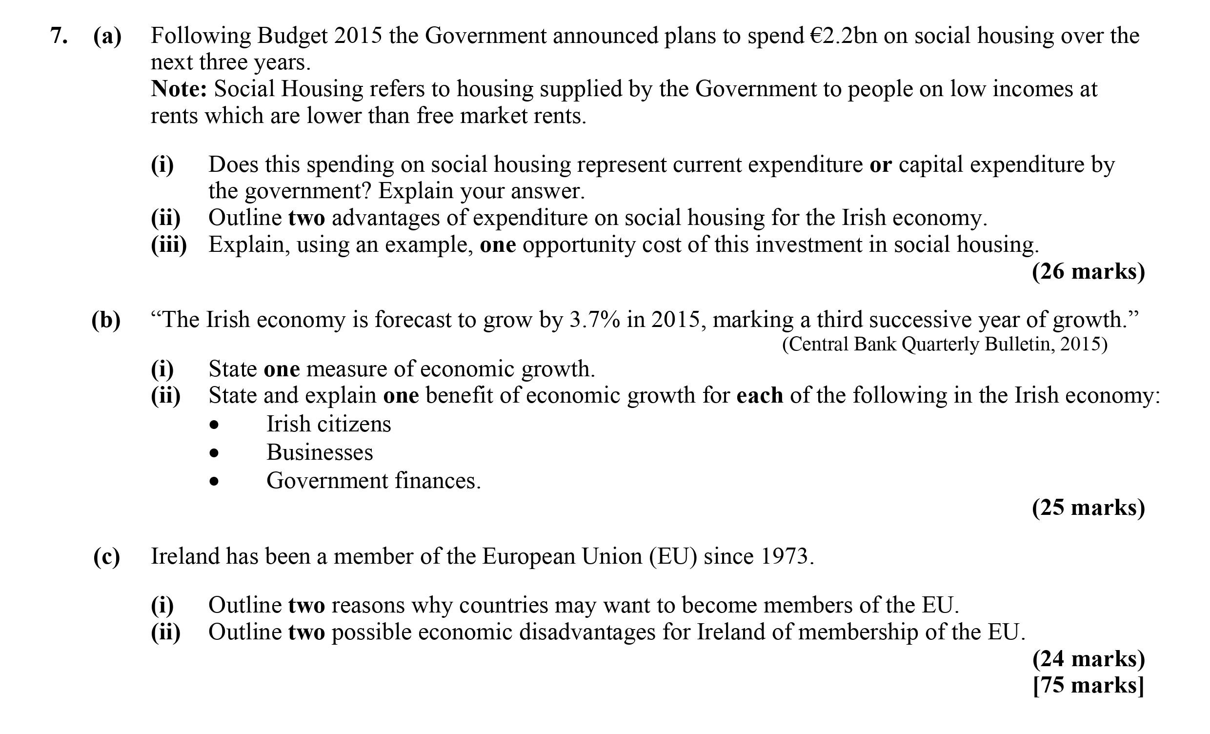 Following-Budget-2015-the-Government-announced-plans-to-spend-€2.2bn-on-social-housing-over-the-next-three-years-Leaving Cert Economics-Question 7-2015.png