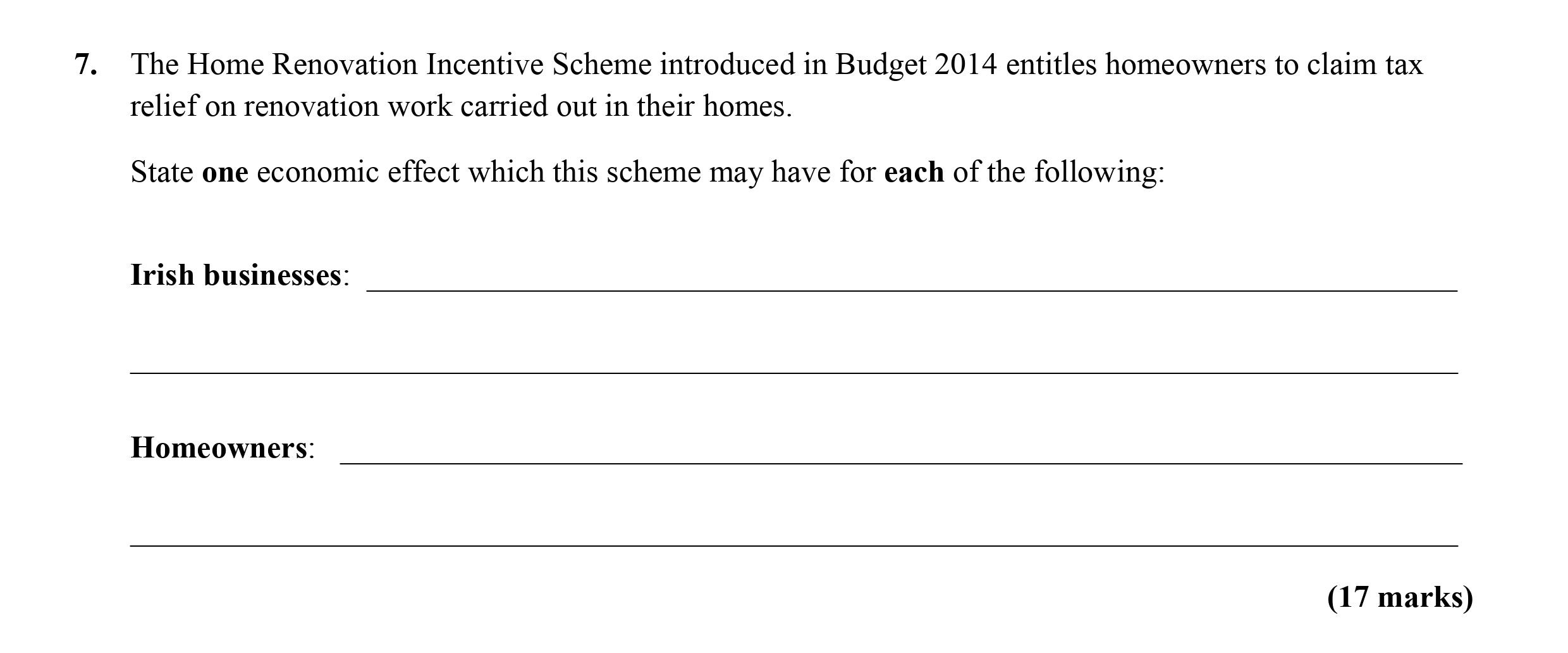 The-Home-Renovation-Incentive-Scheme-introduced-in-Budget-2014-entitles-homeowners-to-claim-tax-relief-on-renovation-work-carried-out-in-their-homes-Leaving Cert Economics-Question 7-2014.png