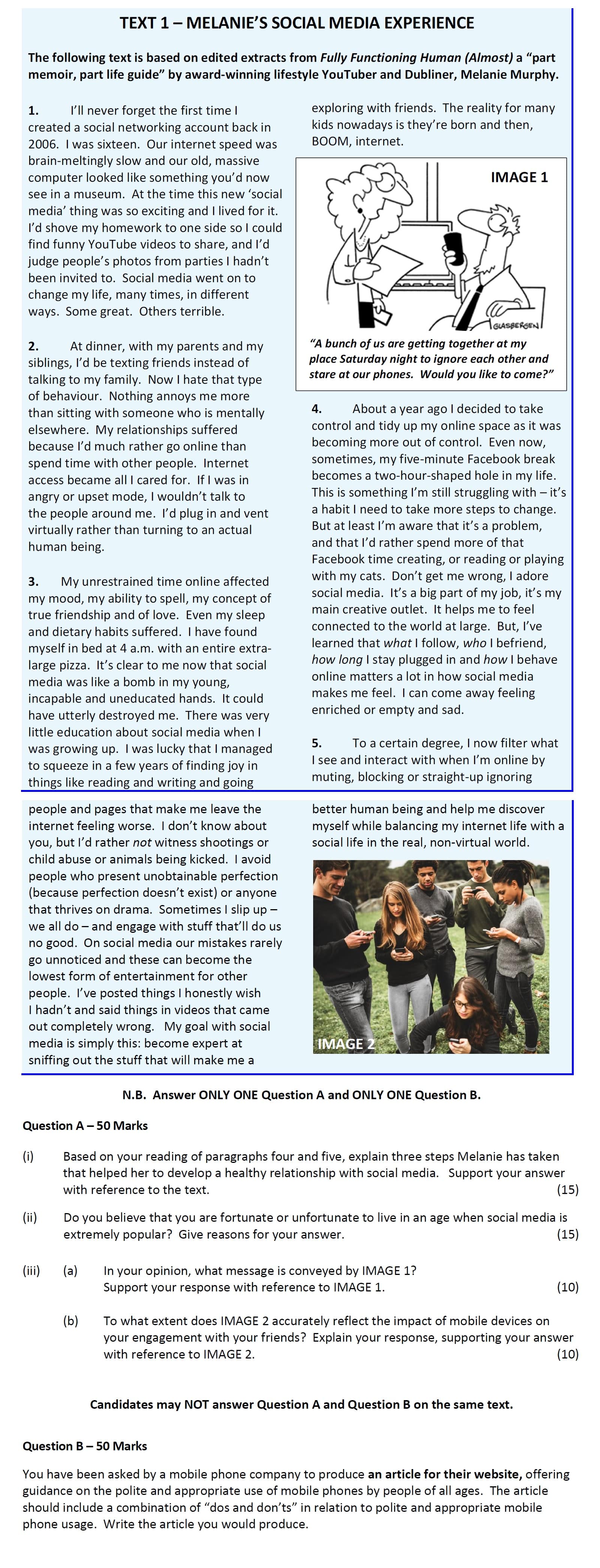 Based-on-your-reading-of-paragraphs-four-and-five,-explain-three-steps-Melanie-has-taken-that-helped-her-to-develop-a-healthy-relationship-with-social-media-Leaving Cert English-Question Question A-2019.png