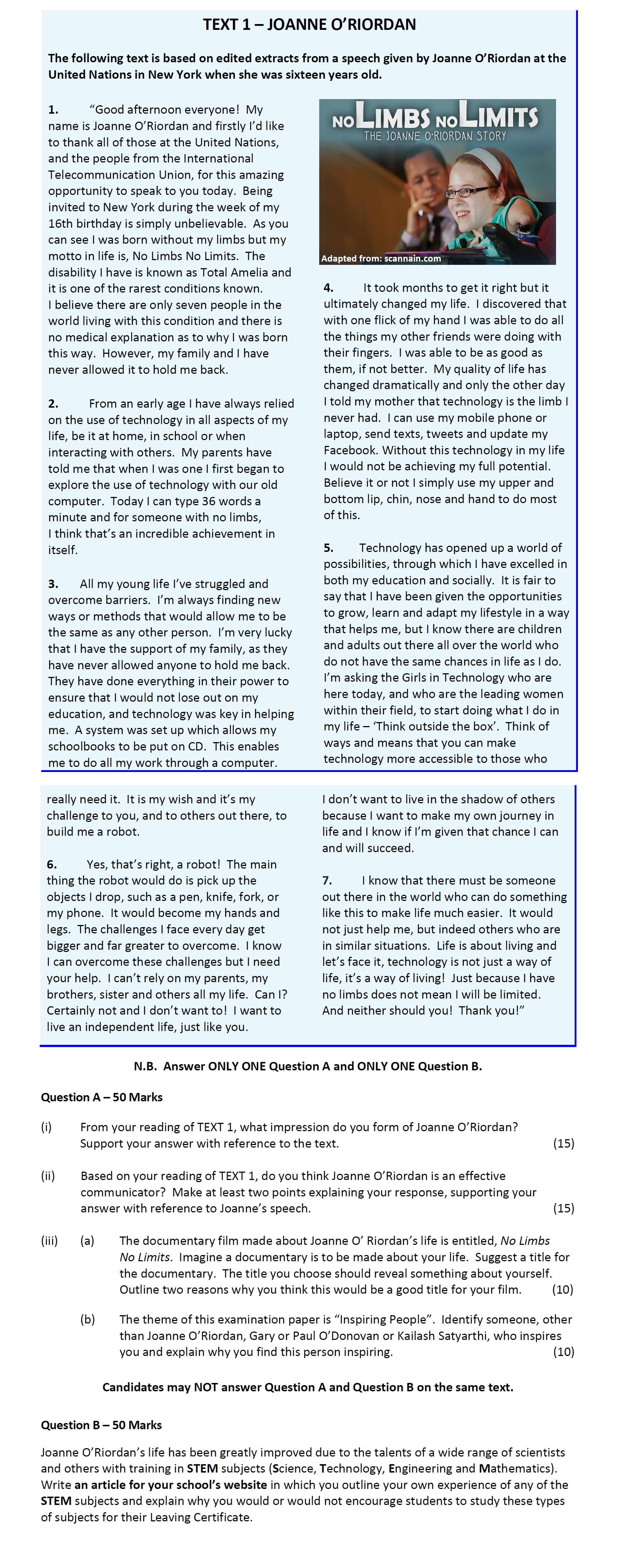 From-your-reading-of-TEXT-1,-what-impression-do-you-form-of-Joanne-O’Riordan?-Support-your-answer-with-reference-to-the-text-Leaving Cert English-Question Question A – 50 Marks-2018.png