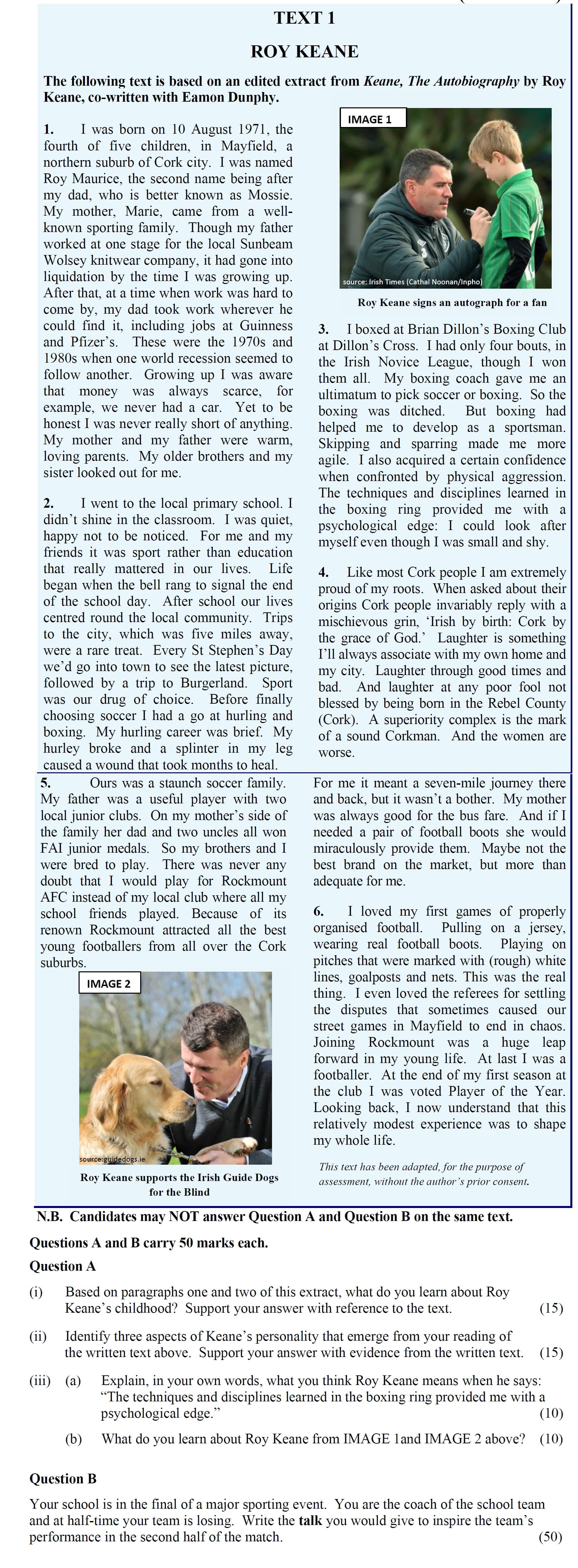 Based-on-paragraphs-one-and-two-of-this-extract,-what-do-you-learn-about-Roy-Keane’s-childhood?-Support-your-answer-with-reference-to-the-text-Leaving Cert English-Question Question A-2014.png