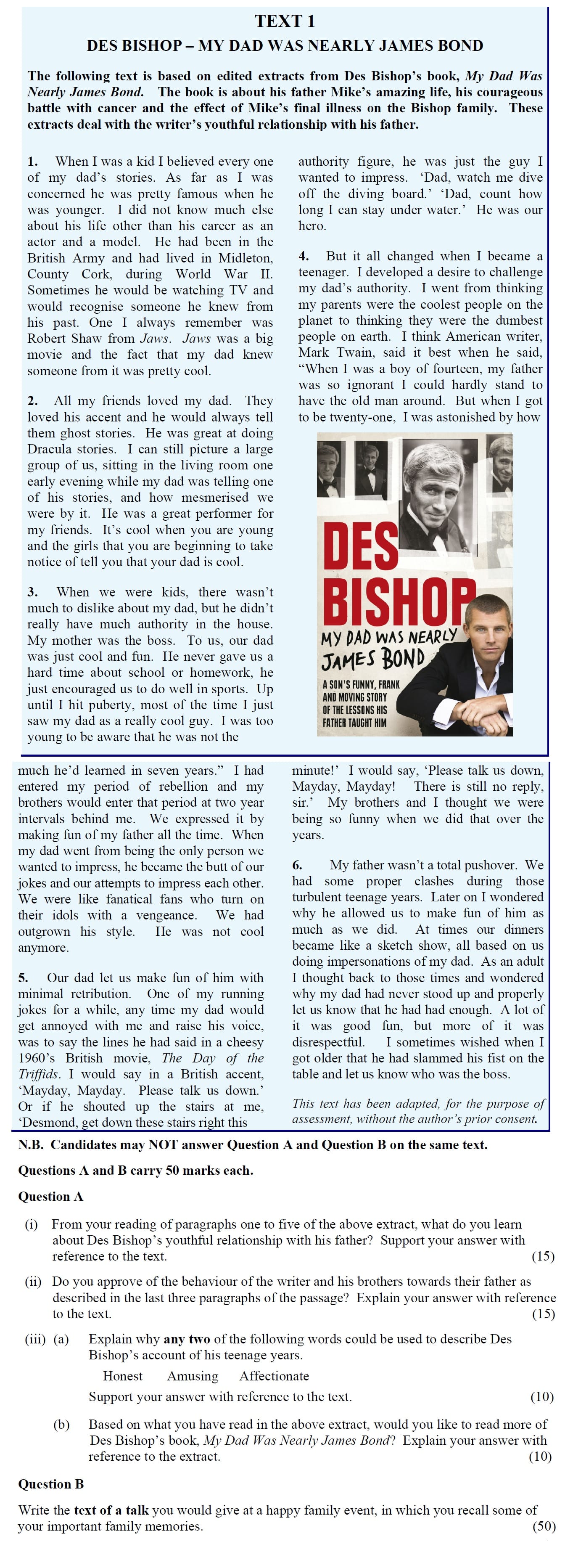 From-your-reading-of-paragraphs-one-to-five-of-the-above-extract,-what-do-you-learn-about-Des-Bishop’s-youthful-relationship-with-his-father?-Support-your-answer-with-reference-to-the-text-Leaving Cert English-Question Question A-2013.png