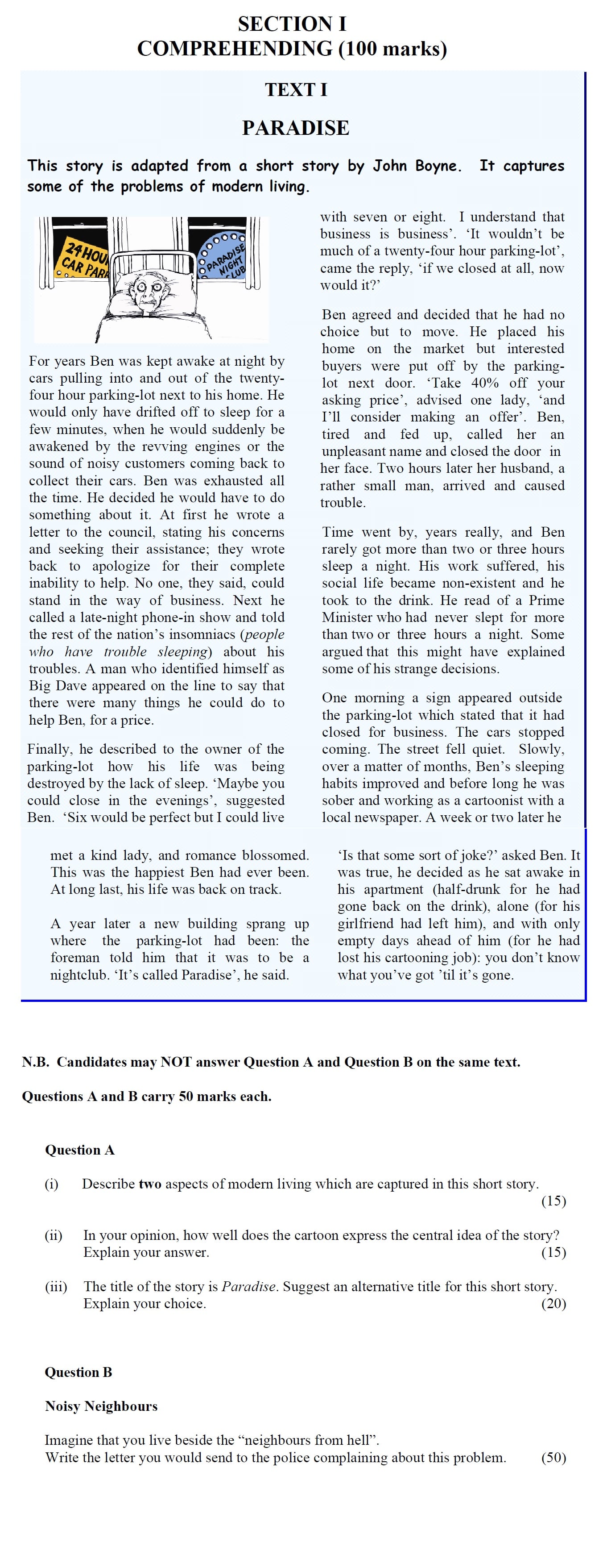 Question-A-(i)-Describe-two-aspects-of-modern-living-which-are-captured-in-this-short-story-Leaving Cert English-Question Question A-2008.png