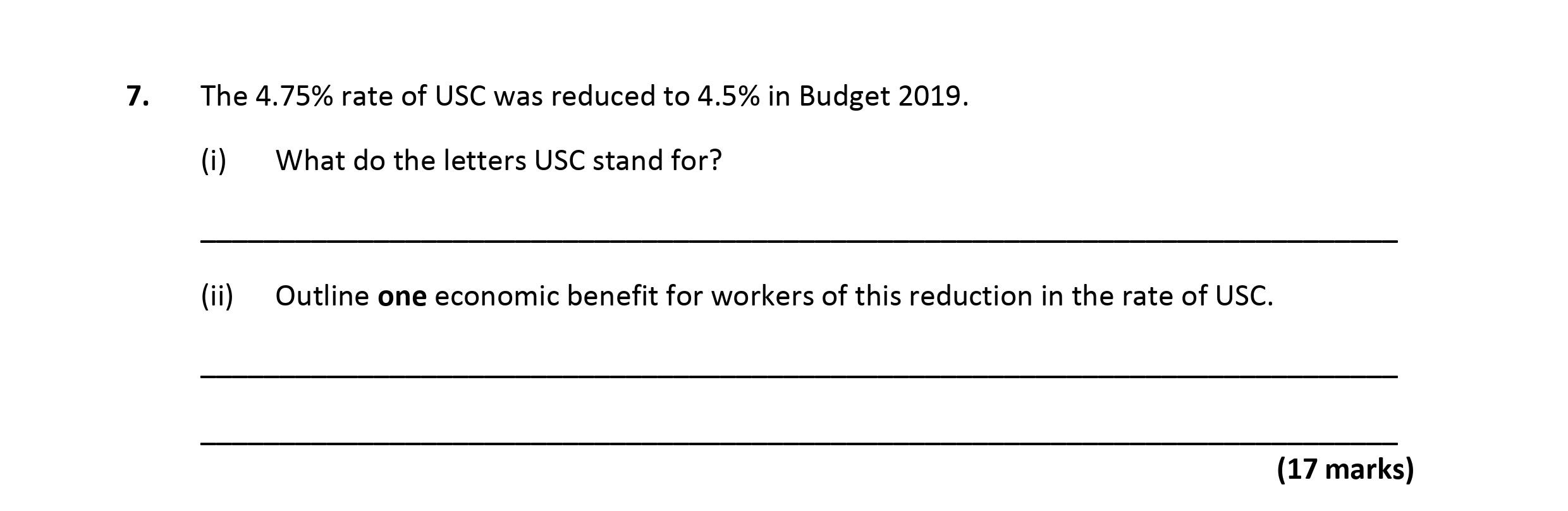 The-4.75%-rate-of-USC-was-reduced-to-4.5%-in-Budget-2019-Leaving Cert Economics-Question 7-2019.png