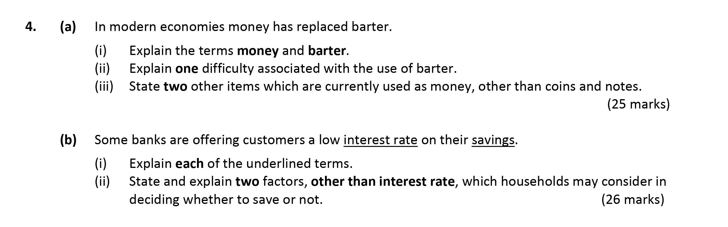 In-modern-economies-money-has-replaced-barter-Leaving Cert Economics-Question 4-2017.png