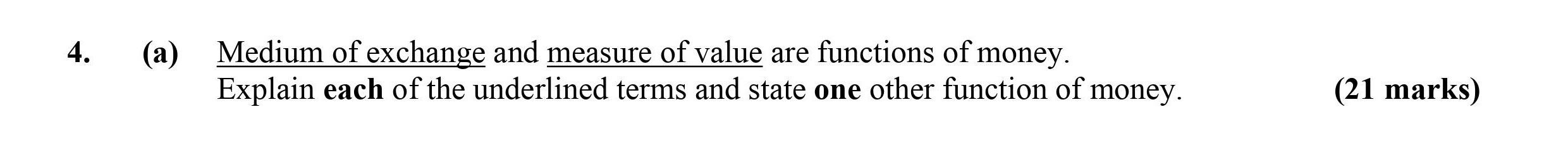 Medium-of-exchange-and-measure-of-value-are-functions-of-money-Leaving Cert Economics-Question 4-2015.png