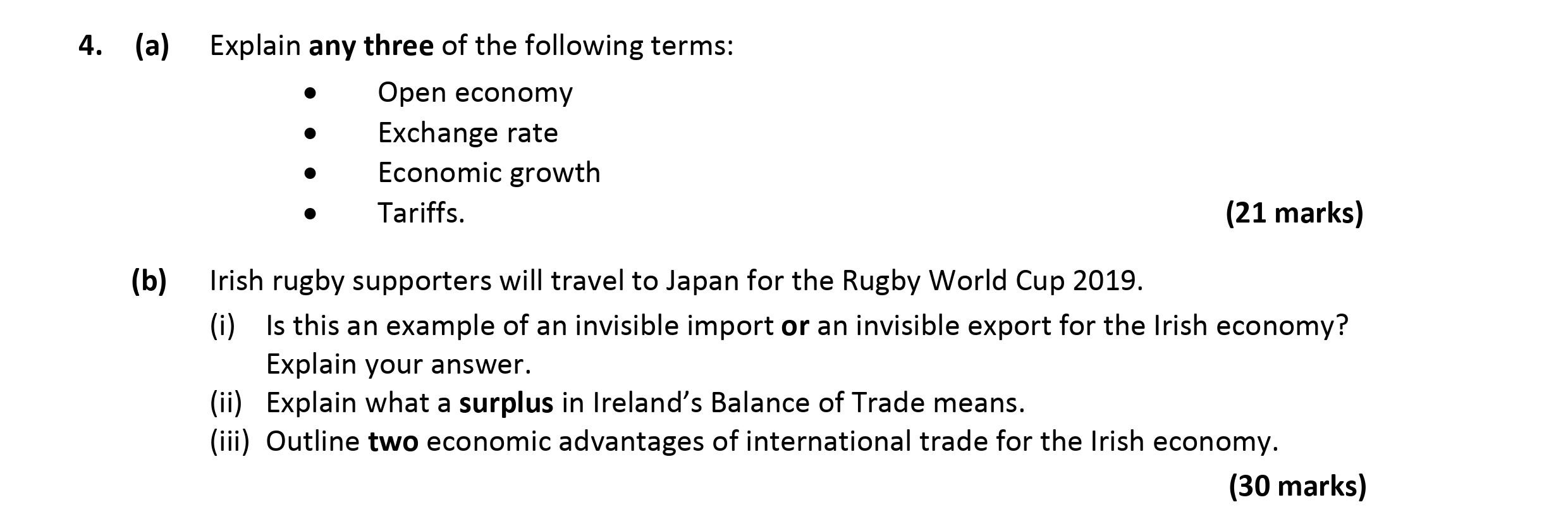 Explain-any-three-of-the-following-terms:----Open-economy---Exchange-rate---Economic-growth---Tariffs-Leaving Cert Economics-Question 4-2019.png