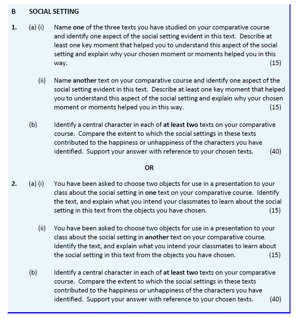 B---SOCIAL-SETTING--1-Leaving Cert English-Question 1-2020.png