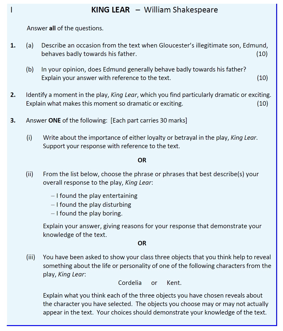 1.-(a)-Describe-an-occasion-from-the-text-when-Gloucester’s-illegitimate-son,-Edmund,-behaves-badly-towards-his-father-Leaving Cert English-Question 1-2018.png