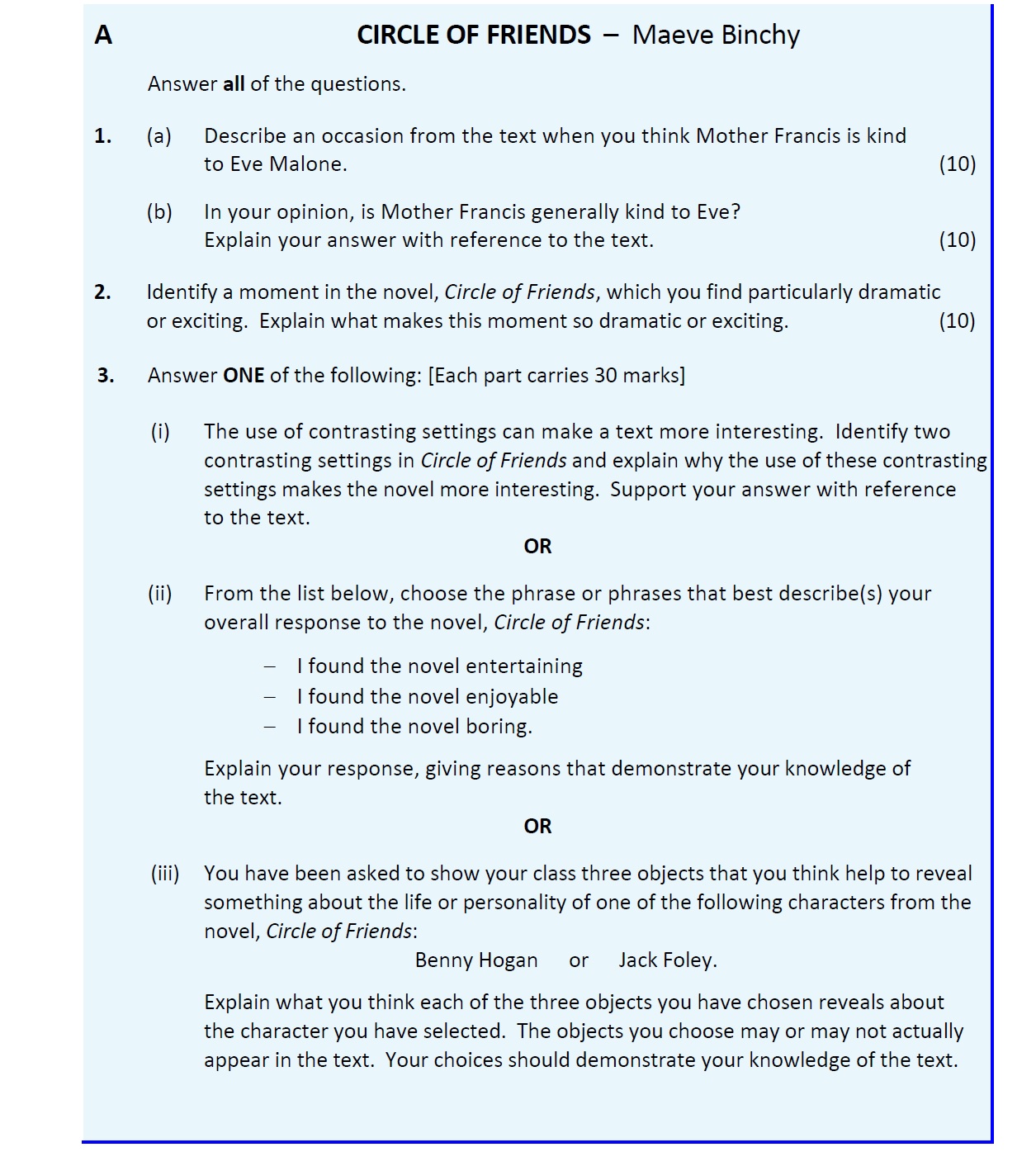 Describe-an-occasion-from-the-text-when-you-think-Mother-Francis-is-kind-to-Eve-Malone-Leaving Cert English-Question 1-2018.png