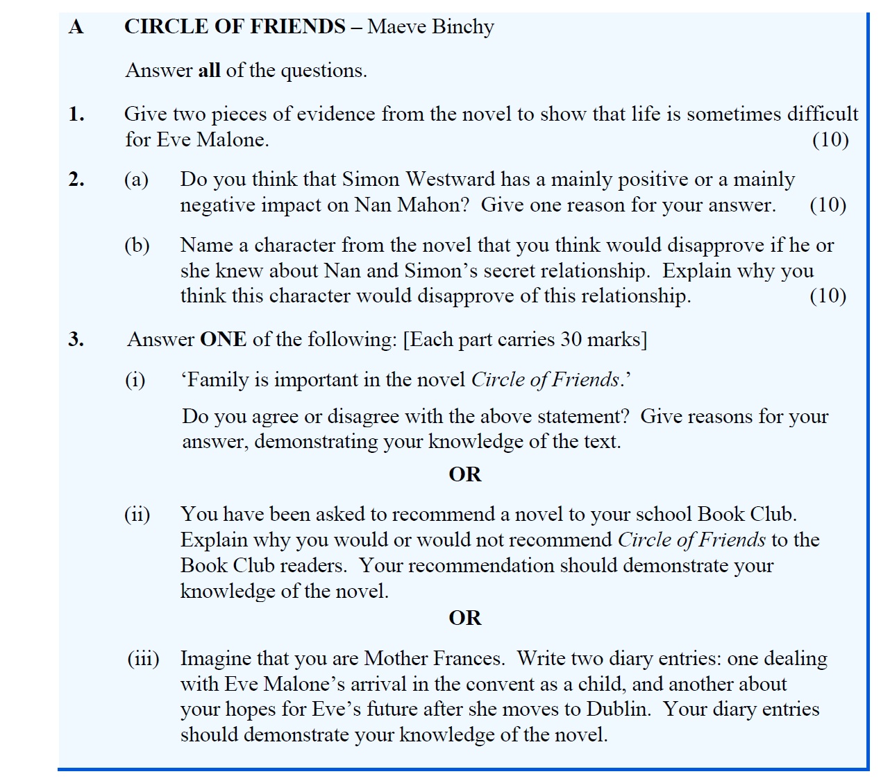 1.-Give-two-pieces-of-evidence-from-the-novel-to-show-that-life-is-sometimes-difficult-for-Eve-Malone-Leaving Cert English-Question 1-2016.png