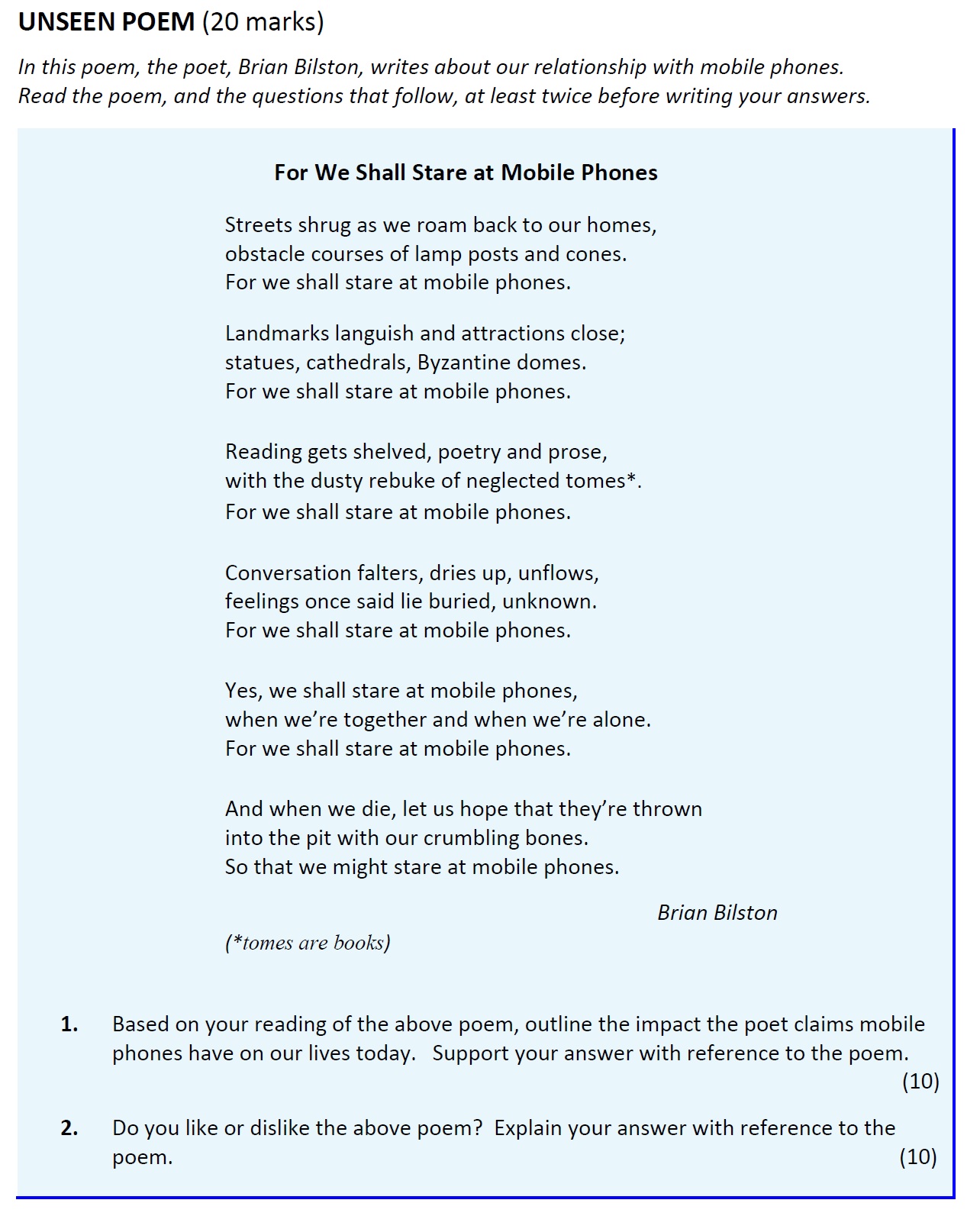 Based-on-your-reading-of-the-above-poem,-outline-the-impact-the-poet-claims-mobile-phones-have-on-our-lives-today-Leaving Cert English-Question 1-2017.png