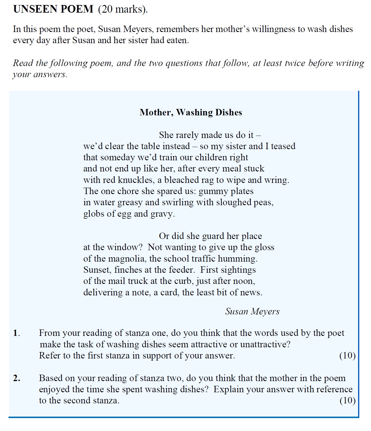 From-your-reading-of-stanza-one,-do-you-think-that-the-words-used-by-the-poet-make-the-task-of-washing-dishes-seem-attractive-or-unattractive?--Refer-to-the-first-stanza-in-support-of-your-answer-Leaving Cert English-Question 1-2016.png