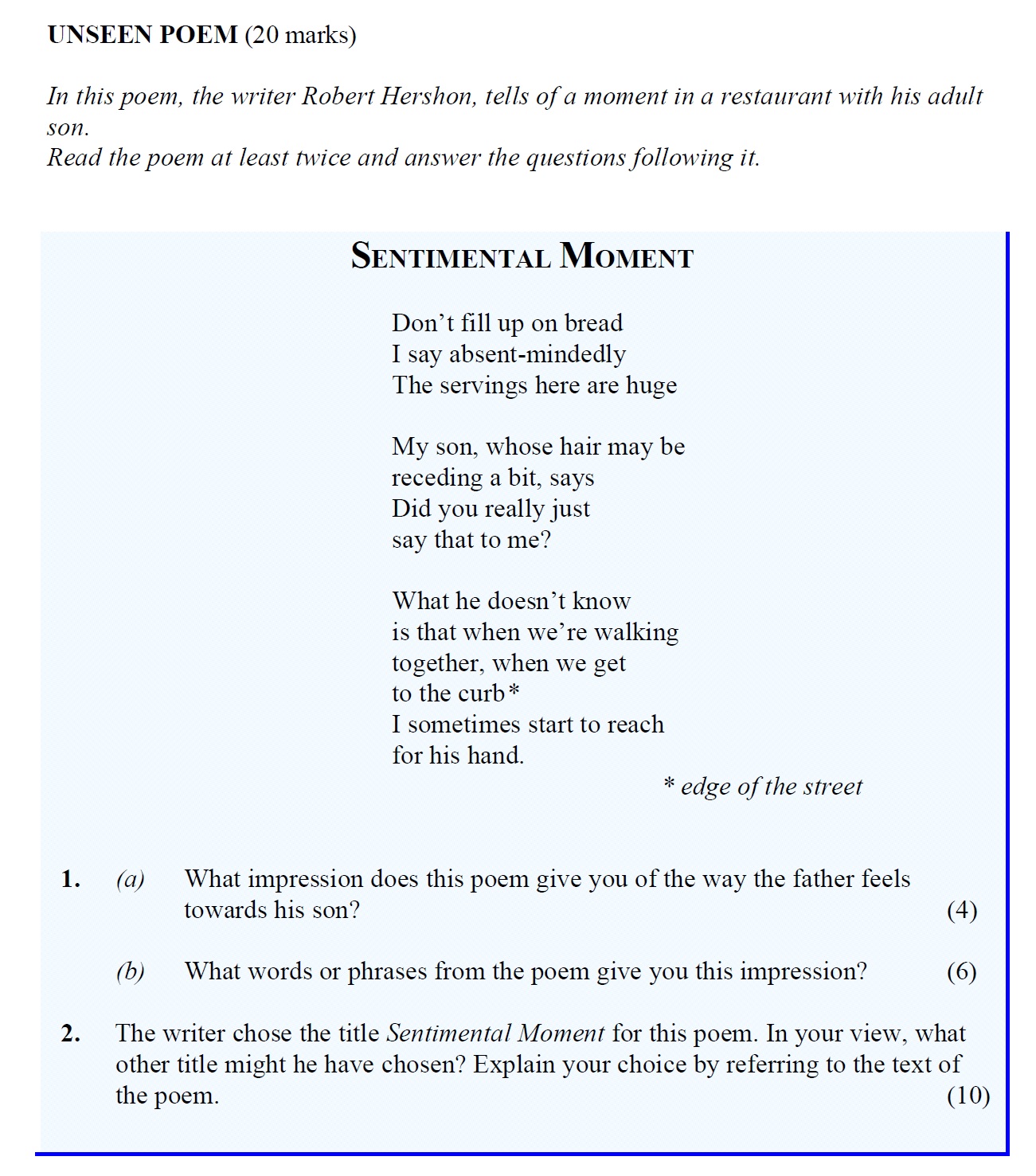 In-this-poem,-the-writer-Robert-Hershon-tells-of-a-moment-in-a-restaurant-with-his-adult-son-Leaving Cert English-Question 1-2009.png