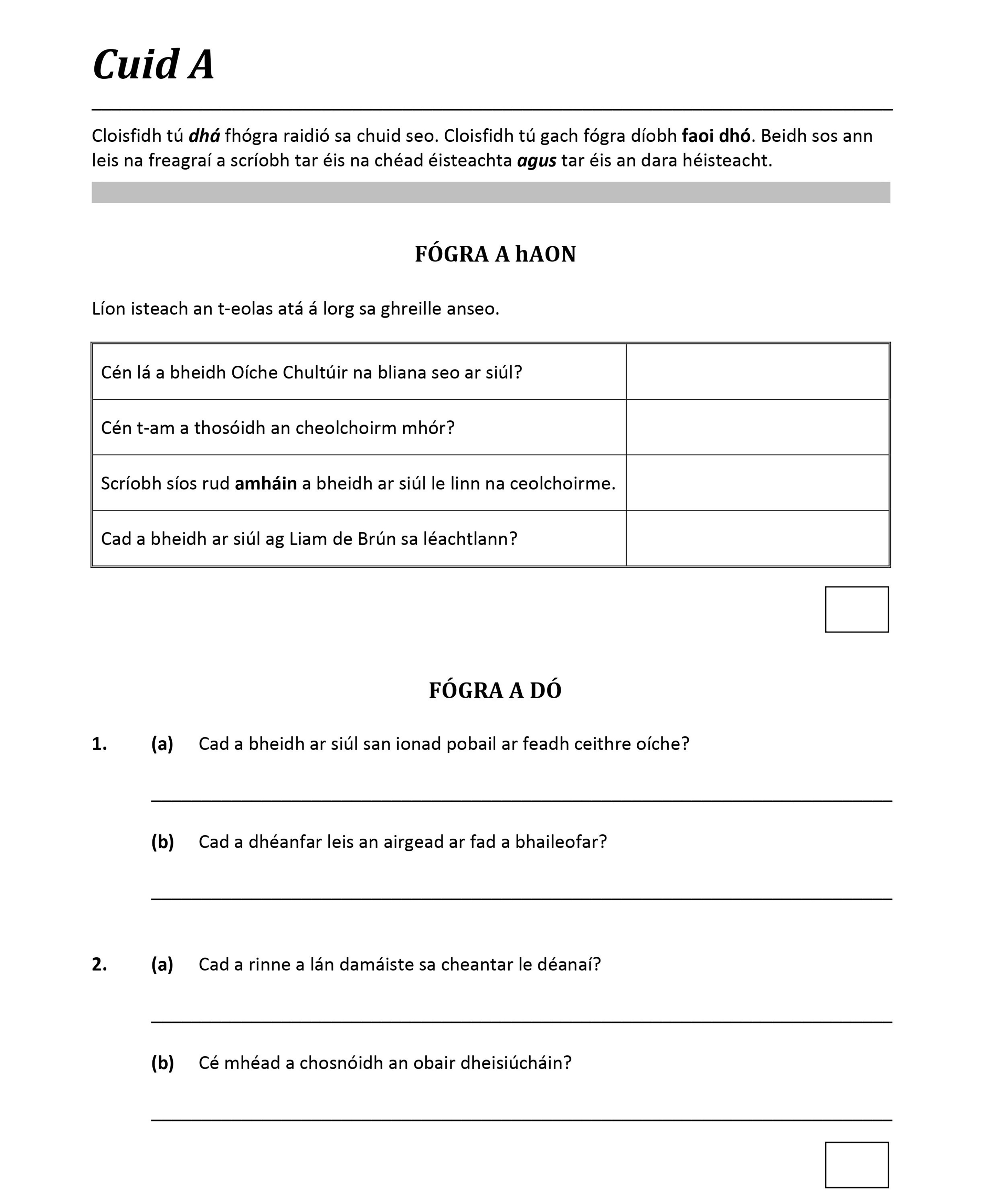 Lion-isteach-an-t-eolas-atá-á-lorg-sa-ghreille-anseo-Leaving Cert Irish-Question Fógra a hAon-2018.png