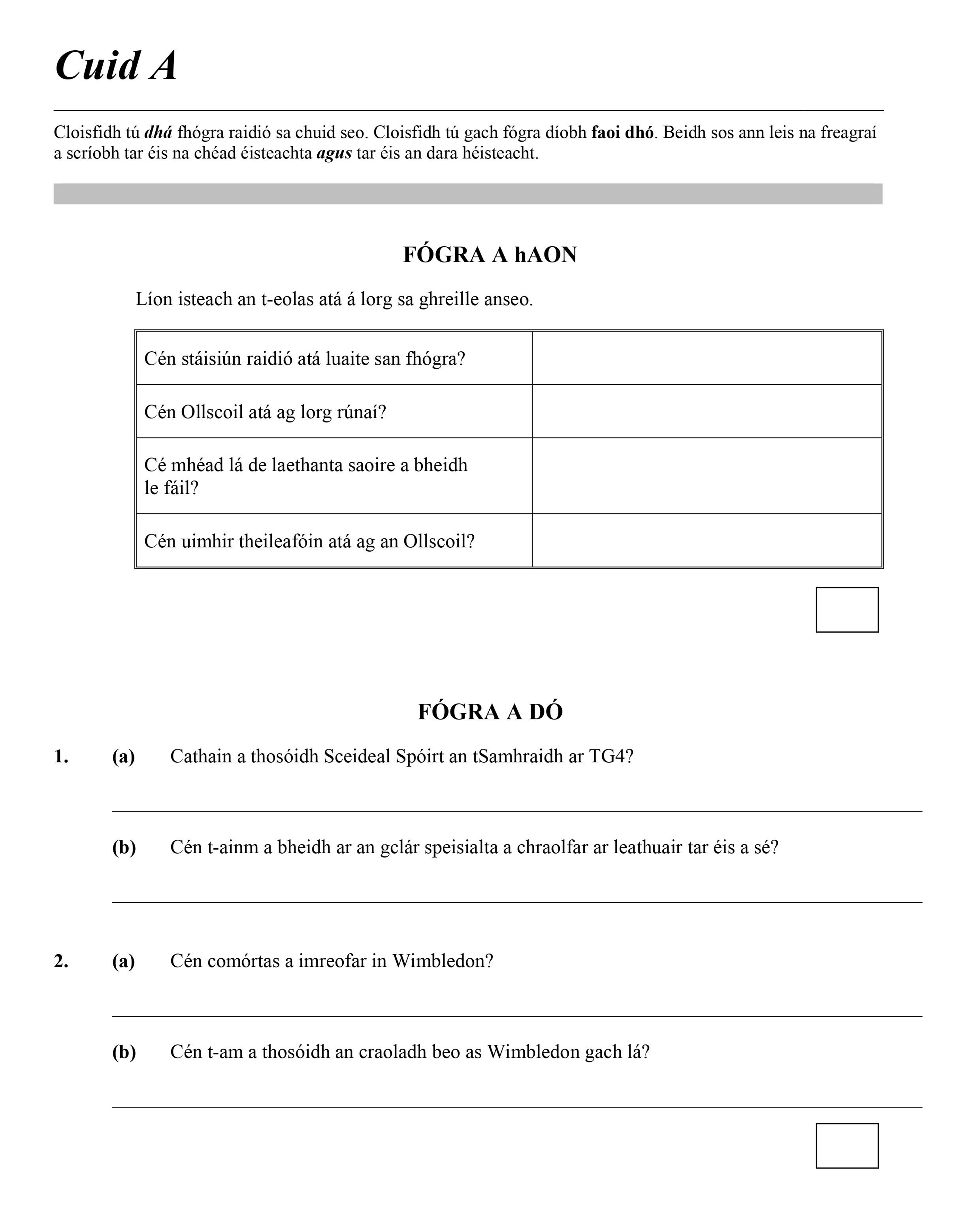 Cén-stáidsiún-raidió-atá-luite-san-fhógra?-(Raidió-na)-Gaeltachta-Cén-Ollscoil-atá-ag-long-rúna?-Luimneach-Cé-mhéad-lá-de-laethanta-saoire-a-bheidh-le-fáil?-18-/-0-lá-chéag-Cén-uimhir-theileafóin-atá-ag-an-Ollscoil?-061-2991-(1-marc)-+-92917-(2-marc)-Leaving Cert Irish-Question 1-2014.png