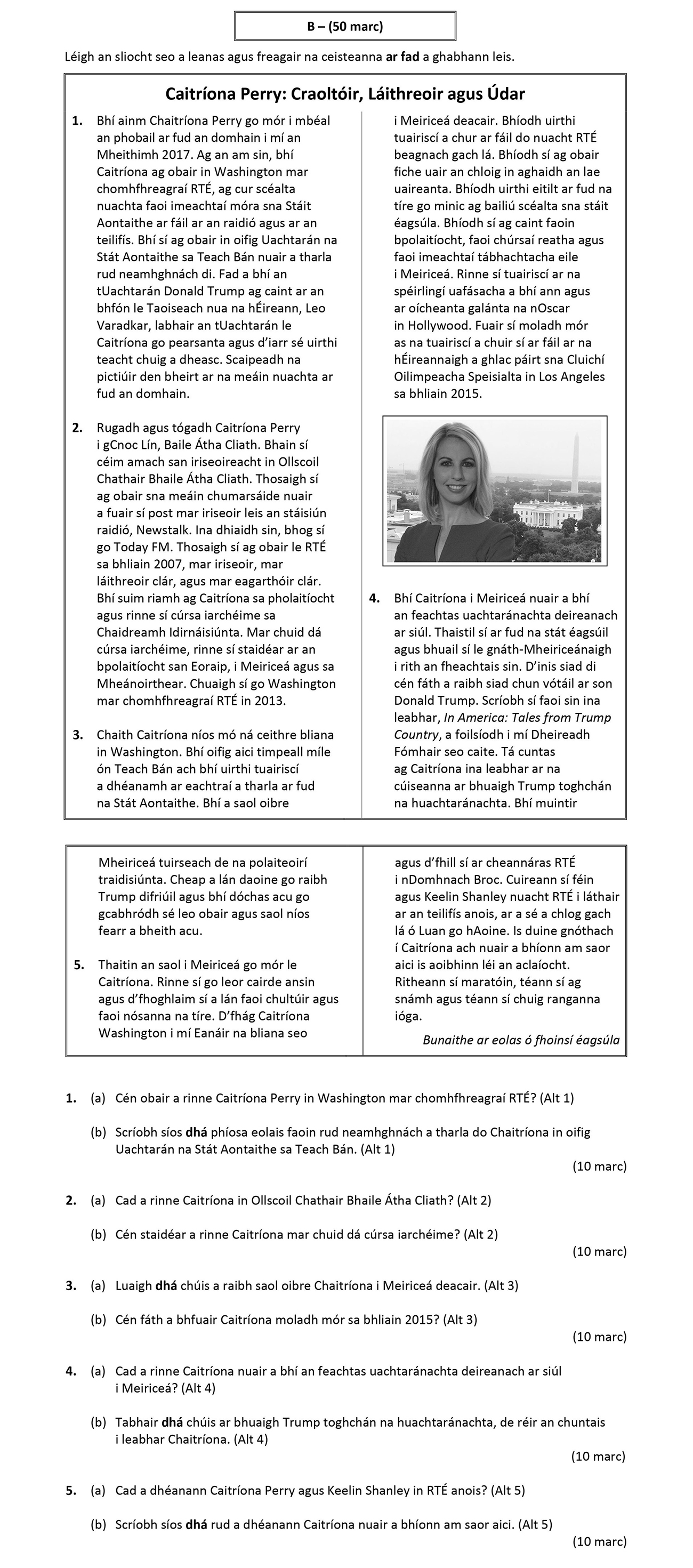 1.-Cén-obair-a-rinne-Caitríona-Perry-in-Washington-mar-chomhfhreagraí-RTÉ?-(Alt-1)--Bhí-Caitríona-ag-obair-i-Washington-mar-chomhfhreagraí-RTÉ-ag-an-am-Leaving Cert Irish-Question 1-2017.png