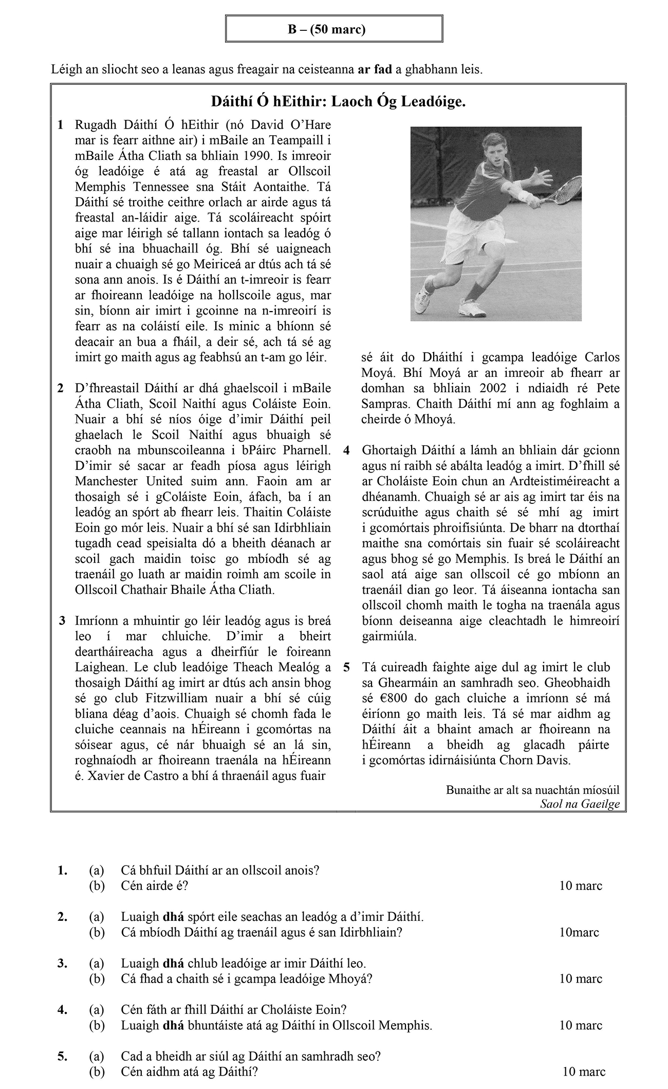1.-(a)-Cá-bhfuil-Dáithí-ar-an-ollscoil-anocht?-(b)-Cé'n-áireamh-é-Leaving Cert Irish-Question 1-2012.png