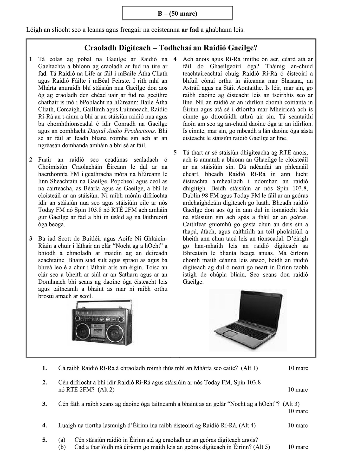 An-áit-a-raibh-Raidió-Rí-Rá-a-chraoladh-roimh-mhin-an-Mhárta-seo-caite?-----2-Leaving Cert Irish-Question 1-2010.png