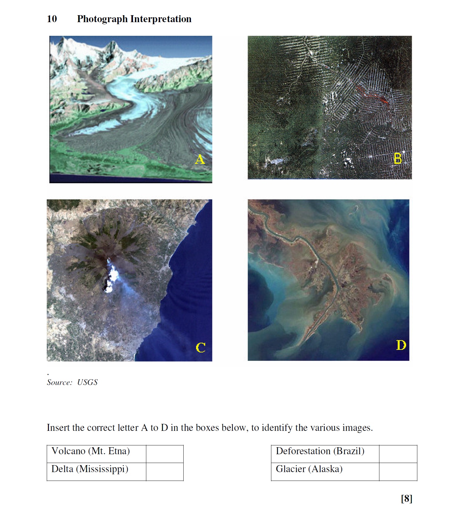 Insert-the-correct-letter-A-to-D-in-the-boxes-below,-to-identify-the-various-images-Leaving Cert Geography-Question 10-2006.png