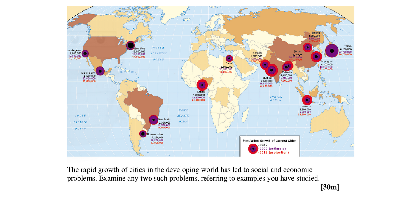 The-rapid-growth-of-cities-in-the-developing-world-has-led-to-social-and-economic-problems-Leaving Cert Geography-Question 30-2006.png