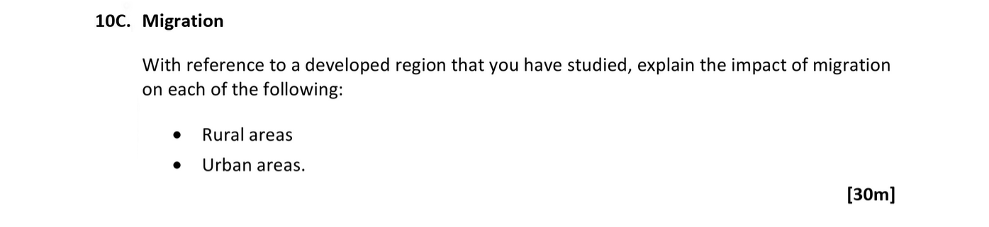 With-reference-to-a-developed-region-that-you-have-studied,-explain-the-impact-of-migration-on-each-of-the-following:----Rural-areas-Leaving Cert Geography-Question 10C-2021.png