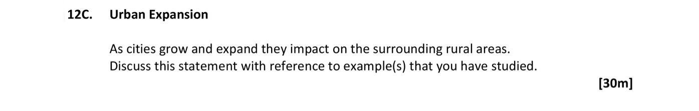 As-cities-grow-and-expand-they-impact-on-the-surrounding-rural-areas-Leaving Cert Geography-Question 12C-2018.png