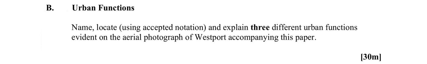Urban-Functions--Name,-locate-(using-accepted-notation)-and-explain-three-different-urban-functions-evident-on-the-aerial-photograph-of-Westport-accompanying-this-paper.-Leaving Cert Geography-Question B-2016.png