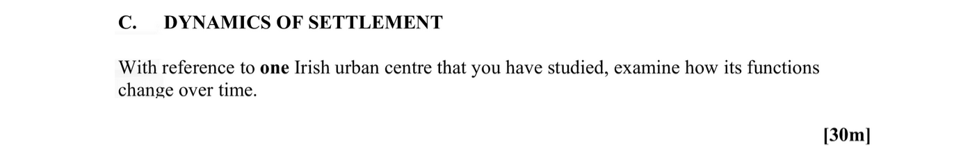 With-reference-to-one-Irish-urban-centre-that-you-have-studied,-examine-how-its-functions-change-over-time.-Leaving Cert Geography-Question C-2009.png