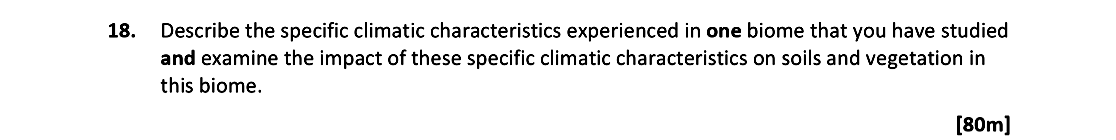 Describe-the-specific-climatic-characteristics-experienced-in-one-biome-that-you-have-studied-and-examine-the-impact-of-these-specific-climatic-characteristics-on-soils-and-vegetation-in-this-biome.-Leaving Cert Geography-Question 18-2020.png
