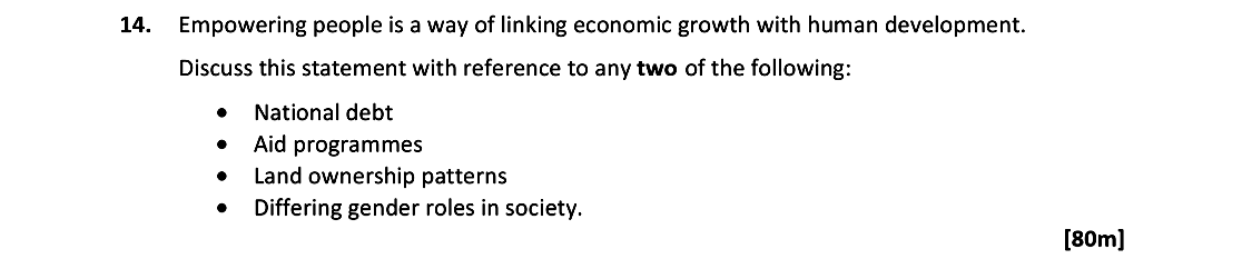 Empowering-people-is-a-way-of-linking-economic-growth-with-human-development-Leaving Cert Geography-Question 14-2020.png