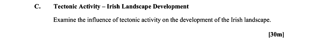 Examine-the-influence-of-tectonic-activity-on-the-development-of-the-Irish-landscape.-Leaving Cert Geography-Question C-2015.png