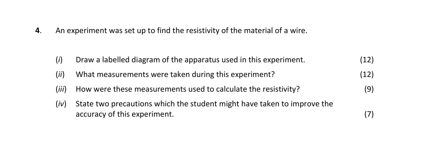 An-experiment-was-set-up-to-find-the-resistivity-of-the-material-of-a-wire-Leaving Cert Physics-Question 4-2018.png