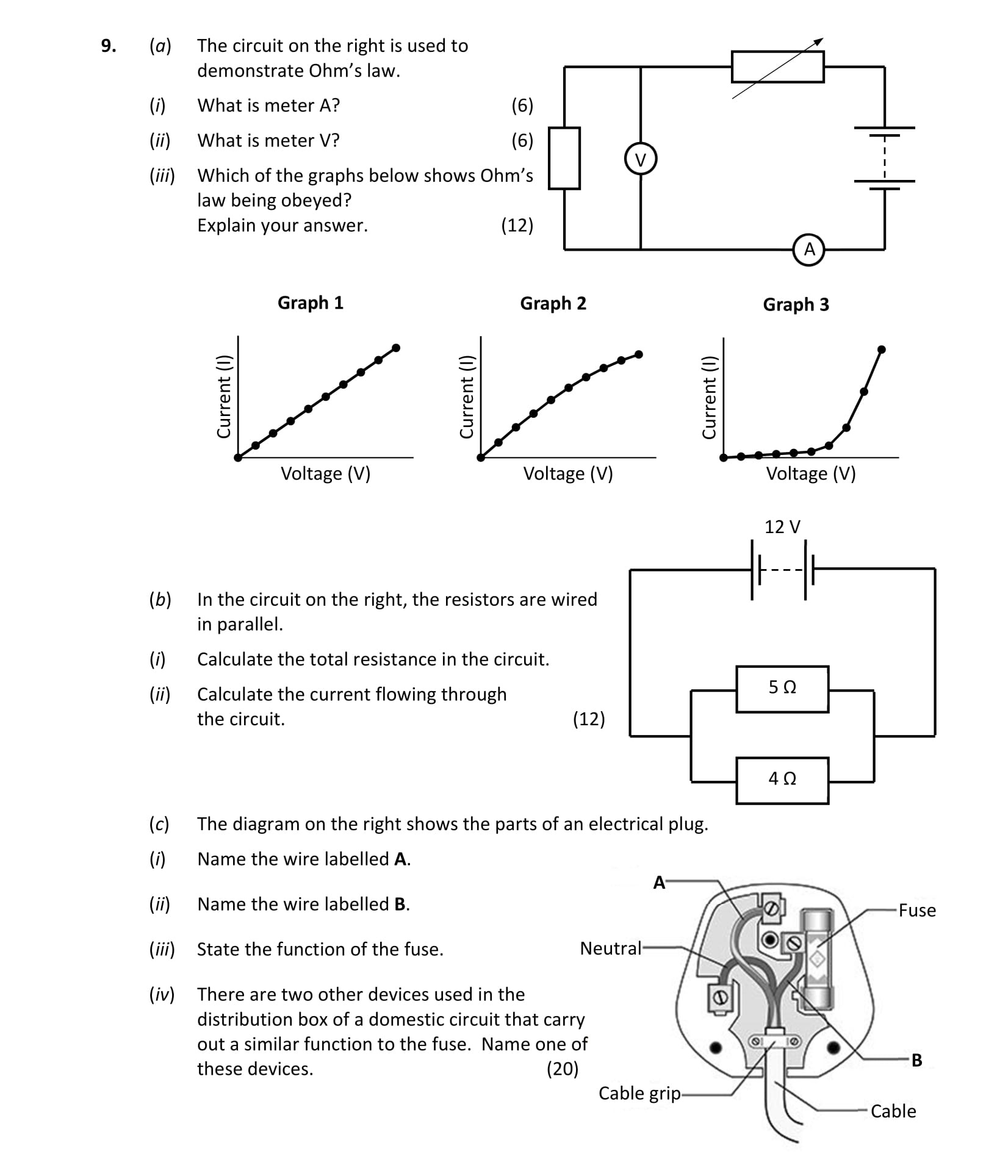 The-circuit-on-the-right-is-used-to-demonstrate-Ohm's-law-Leaving Cert Physics-Question 9-2019.png