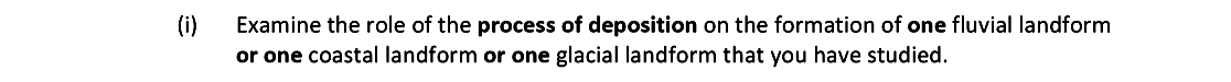 Examine-the-role-of-the-process-of-deposition-on-the-formation-of-one-fluvial-landform-or-one-coastal-landform-or-one-glacial-landform-that-you-have-studied.-Leaving Cert Geography-Question (i)-2023.png