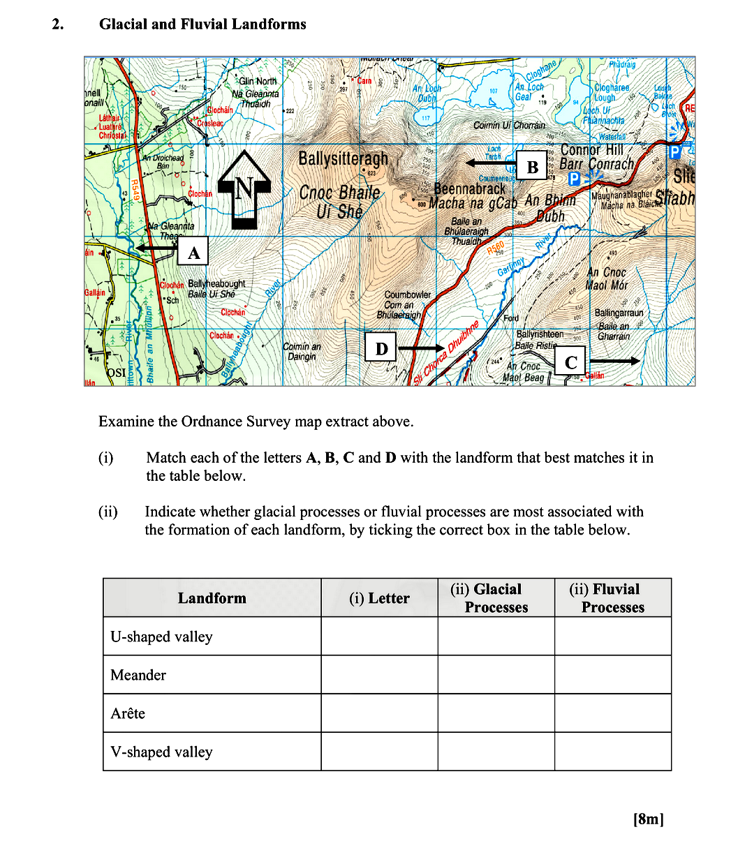 Examine-the-Ordnance-Survey-map-extract-above-Leaving Cert Geography-Question 2-2014.png