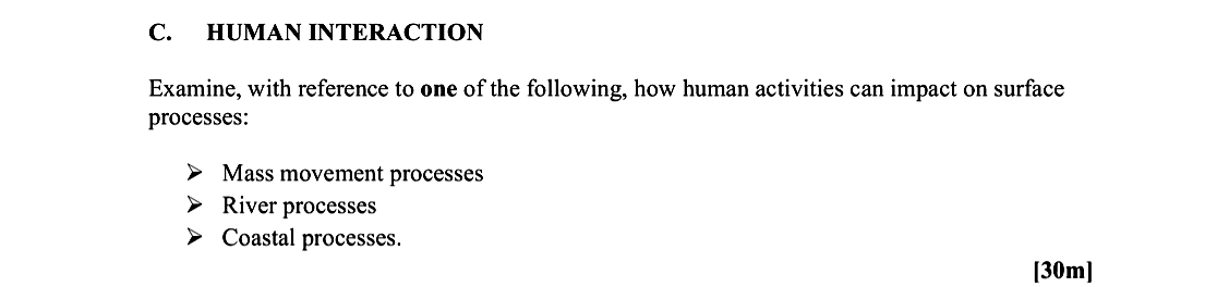 Examine,-with-reference-to-one-of-the-following,-how-human-activities-can-impact-on-surface-processes:----Mass-movement-processes---River-processes-Leaving Cert Geography-Question C-2009.png