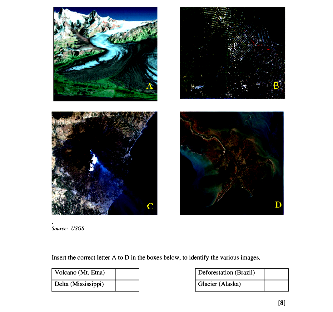Insert-the-correct-letter-A-to-D-in-the-boxes-below,-to-identify-the-various-images-Leaving Cert Geography-Question 1-2006.png