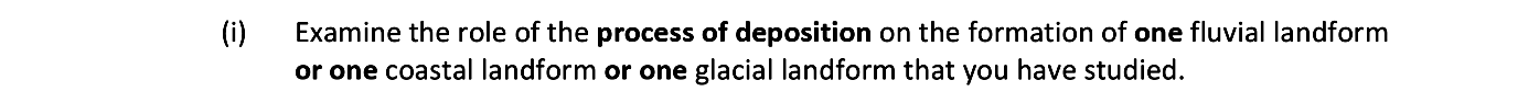 Examine-the-role-of-the-process-of-deposition-on-the-formation-of-one-fluvial-landform-or-one-coastal-landform-or-one-glacial-landform-that-you-have-studied.-Leaving Cert Geography-Question 1-2021.png