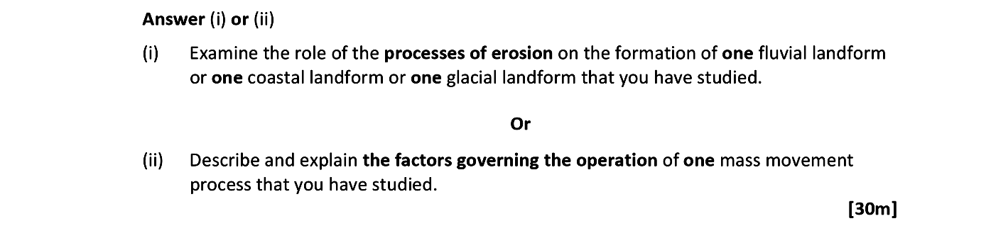 Examine-the-role-of-the-processes-of-erosion-on-the-formation-of-one-fluvial-landform-or-one-coastal-landform-or-one-glacial-landform-that-you-have-studied.--Leaving Cert Geography-Question i-2020.png