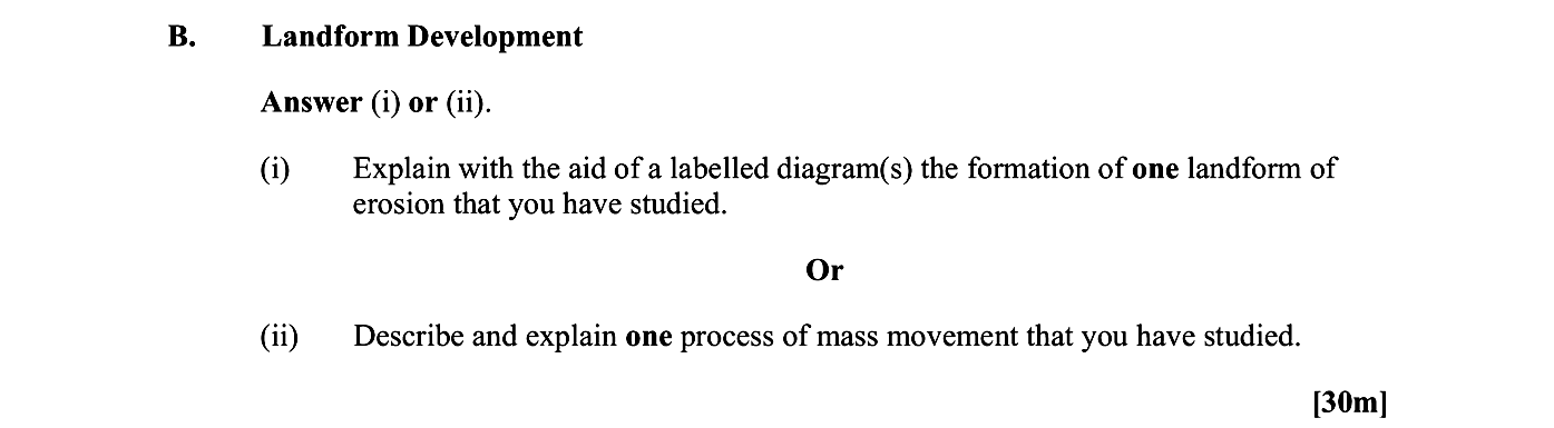 Explain-with-the-aid-of-a-labelled-diagram(s)-the-formation-of-one-landform-of-erosion-that-you-have-studied-Leaving Cert Geography-Question B-2014.png